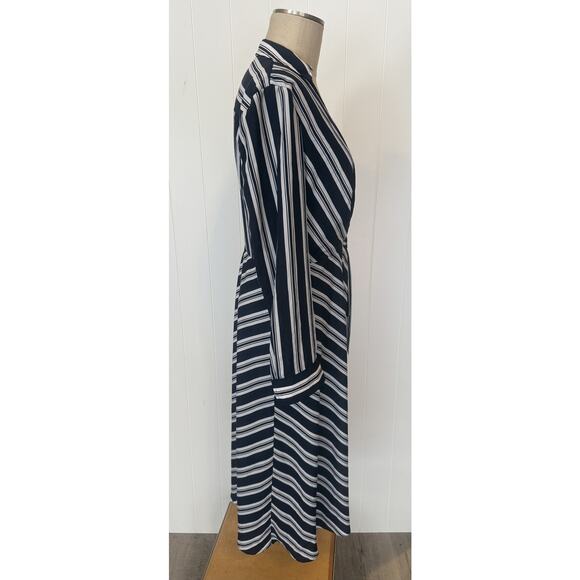 Lauren Ralph Lauren Dress Womens 10 Striped Wrap Tie Shirt Midi Career Workwear - Picture 6 of 7